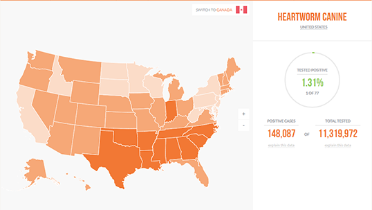 View Heartworm Map for dogs on capcvet.org
